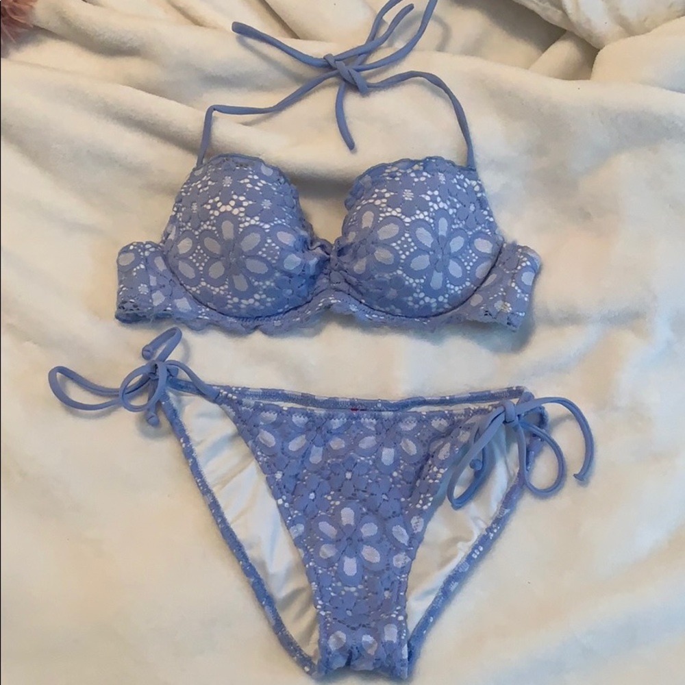 Blue floral bikini